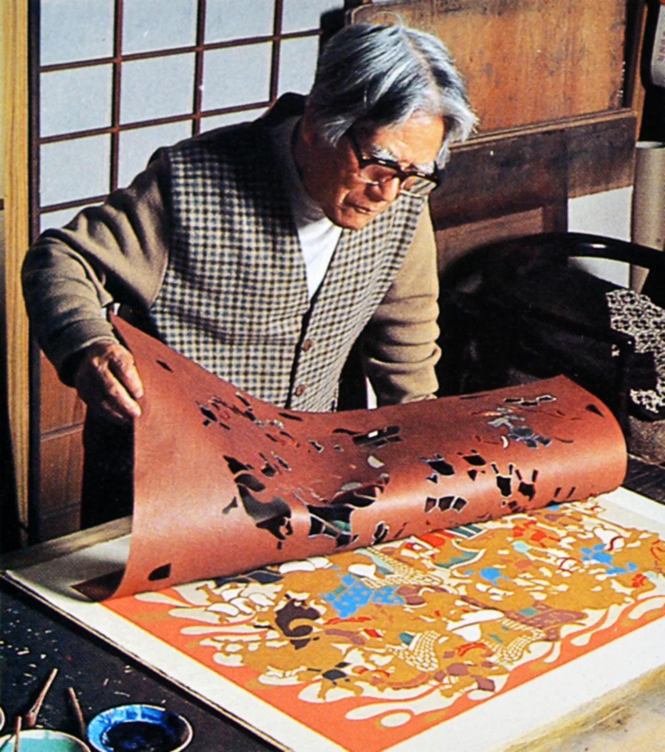 合羽摺の制作工程：色摺りの点検